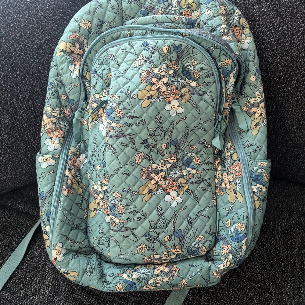 Vera Bradley Teal Floral Quilted Backpack